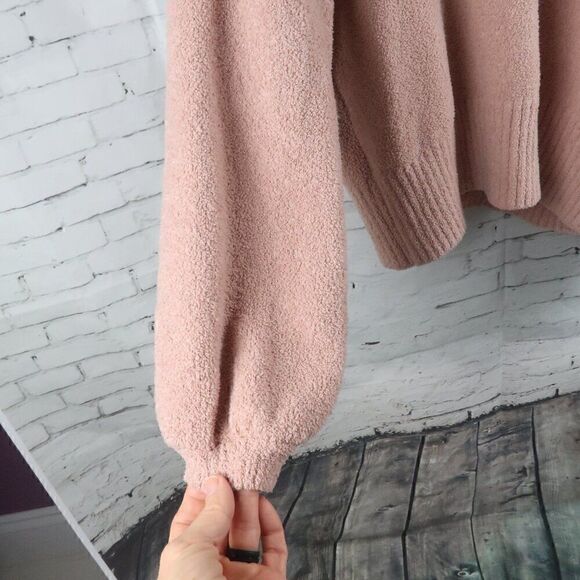 KAISLEY PINK LONG SLEEVE COWL NECK CROP SWEATER SIZE MEDIUM - Picture 6 of 8